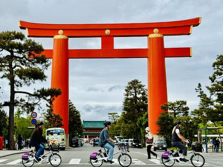Kyoto bicycle riding scene
